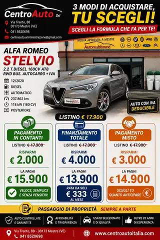 Alfa Romeo Stelvio 2.2 T.diesel 160CV AT8 RWD Bus. AUTOCARRO + IVA .
