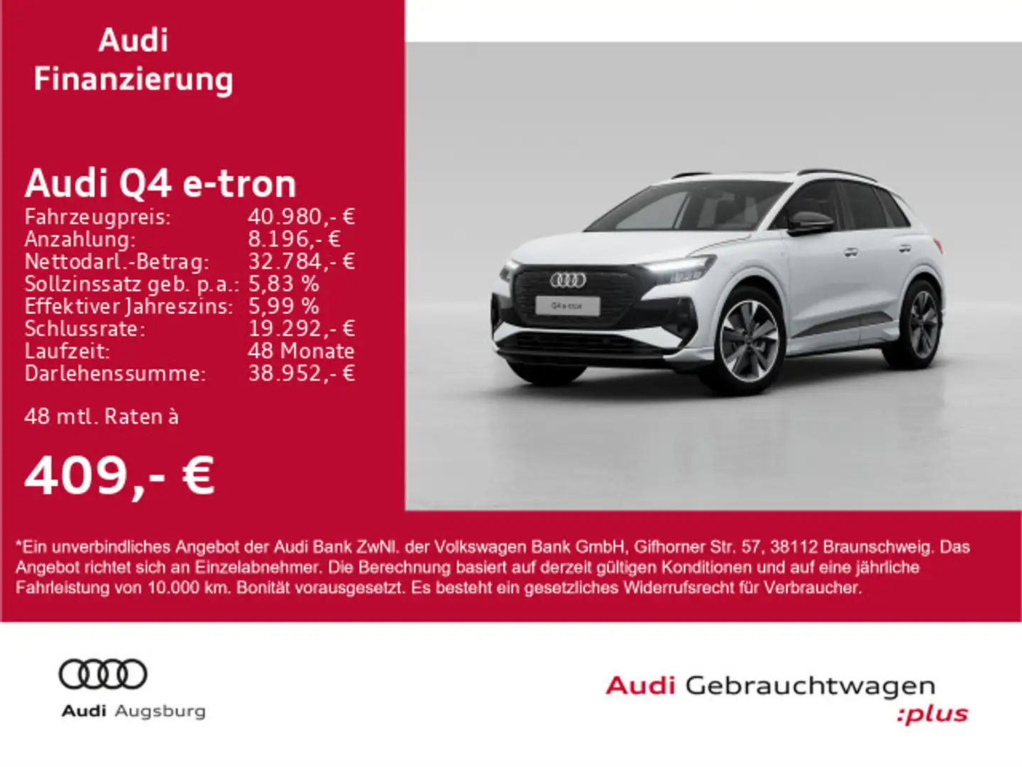 Audi Q4 e-tron 50 qu. 82 kW/h 2x S line*PANO*HdUp*20" Blanc - 1