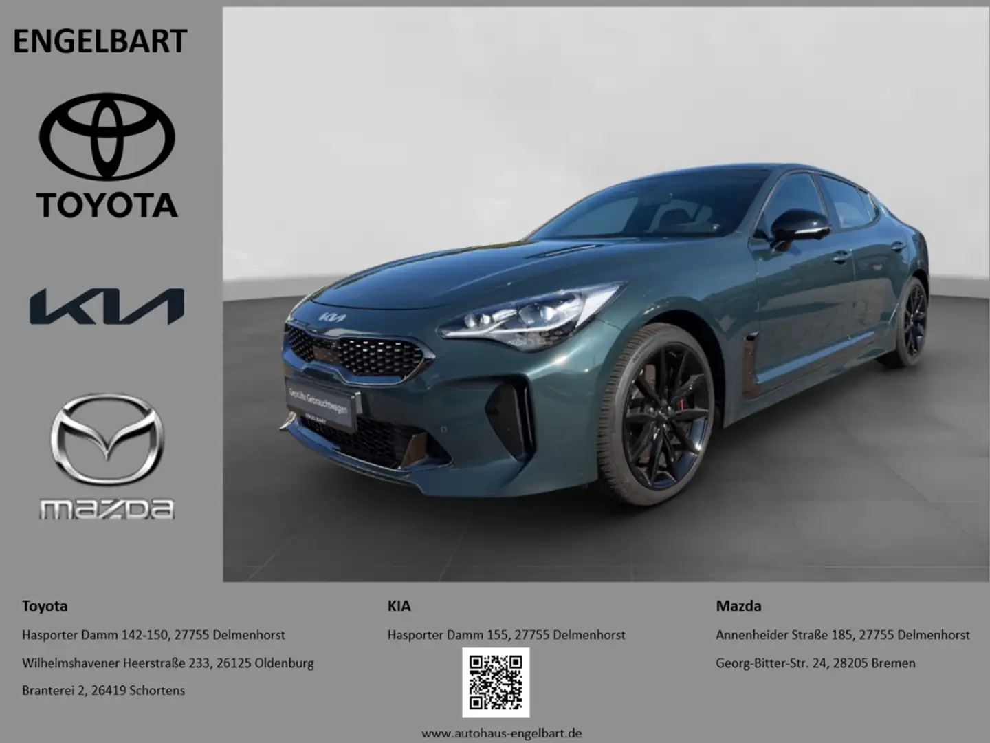 Kia Stinger Tribute 3.3 V6 Glasdach Leder HUD Navi Memory Sitz Grün - 1