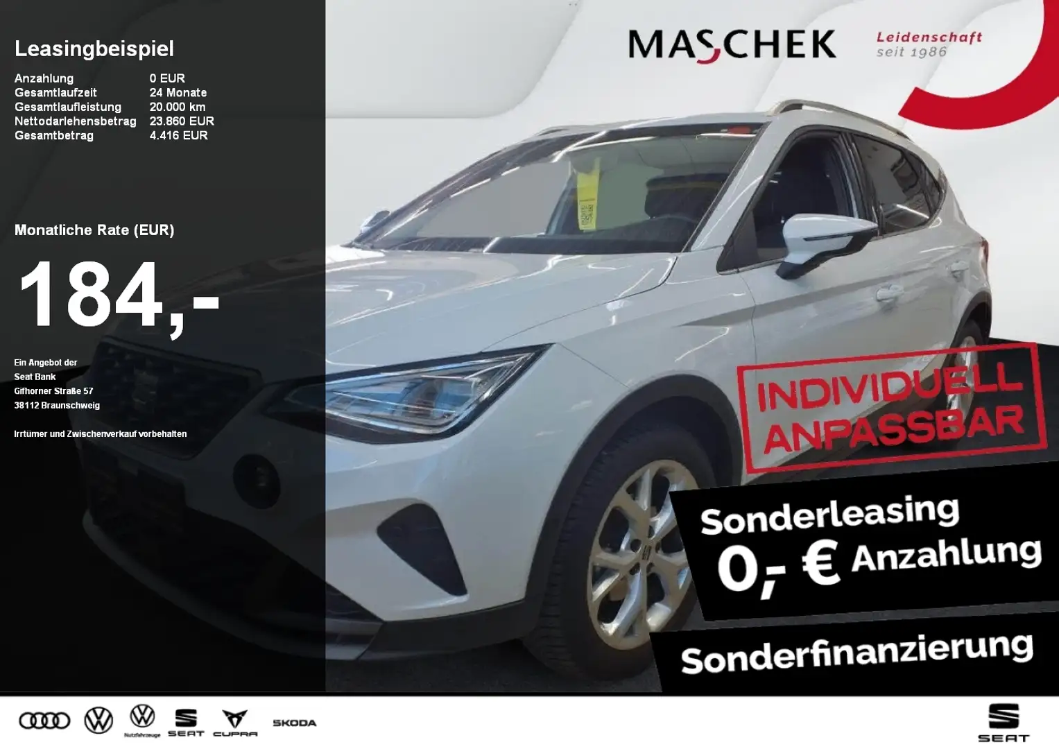 SEAT Arona FR 1.0 TSI DSG Navi RearView LED Sitzh. Weiß - 1