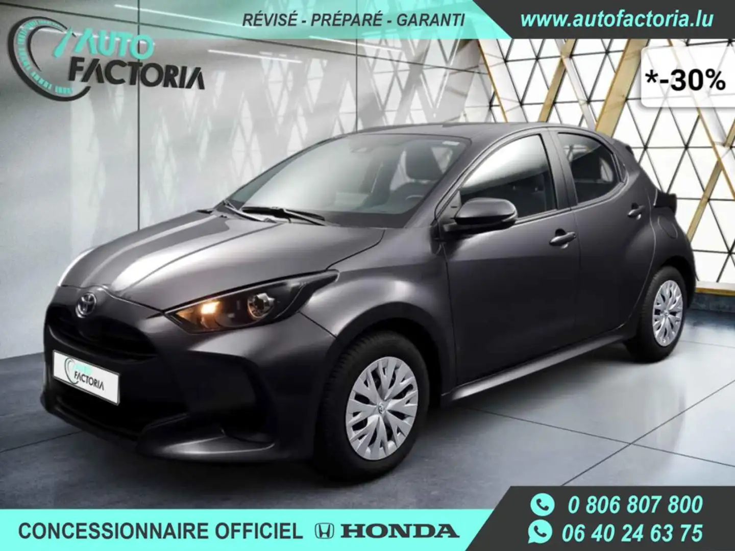 Toyota Yaris -30% 1.5 HYB 116cv BVA +GPS+CAM+CLIM+Options Grau - 1