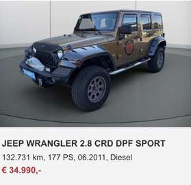 Wrangler Unlimited Sport 2,8 CRD HT Aut. Unlimited Sport