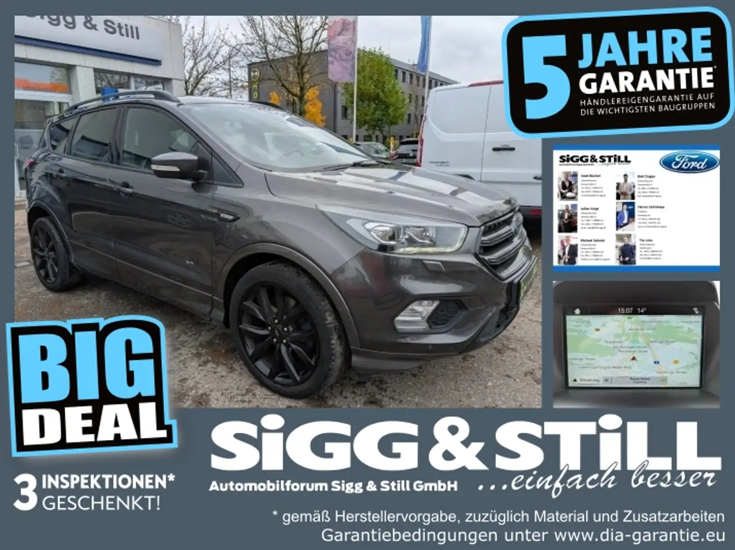 Ford Kuga 2.0 ST-Line 4x4 AT XEN*NAV*SHZ*PDC*EL-KLAPPE Gris - 1