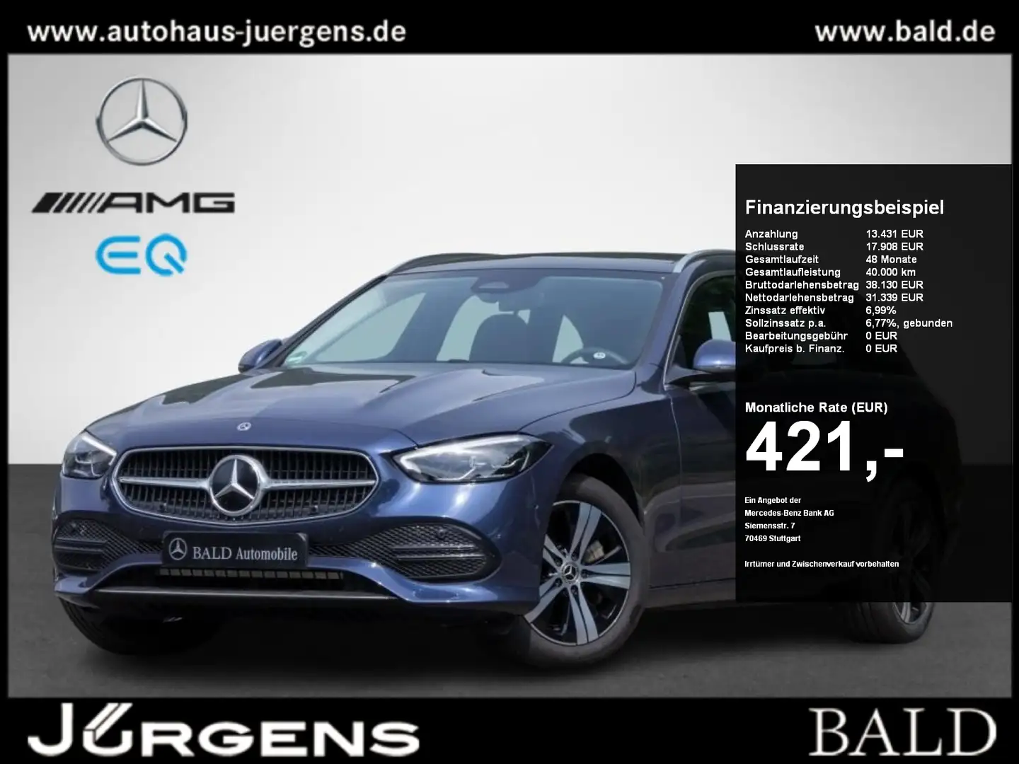 Mercedes-Benz C 300 de T 4M Avantgarde/LED/Pano/Memo/Totw/Easy Blau - 1