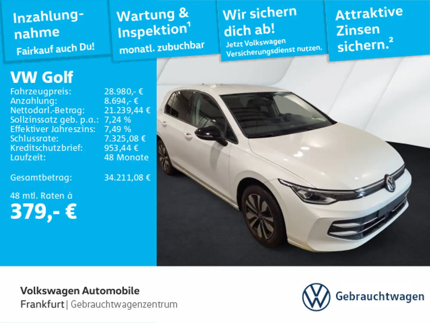 Volkswagen Golf VIII 1.5 eTSI DSG Navi LEDPlus DAB+ FrontAs Weiß - 1