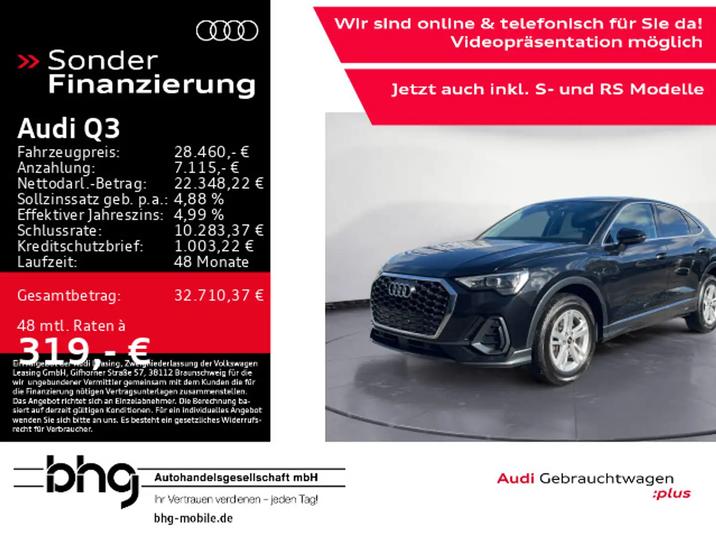 Audi Q3 45 TFSIe S tronic e-tron KomfortKey Schwarz - 1