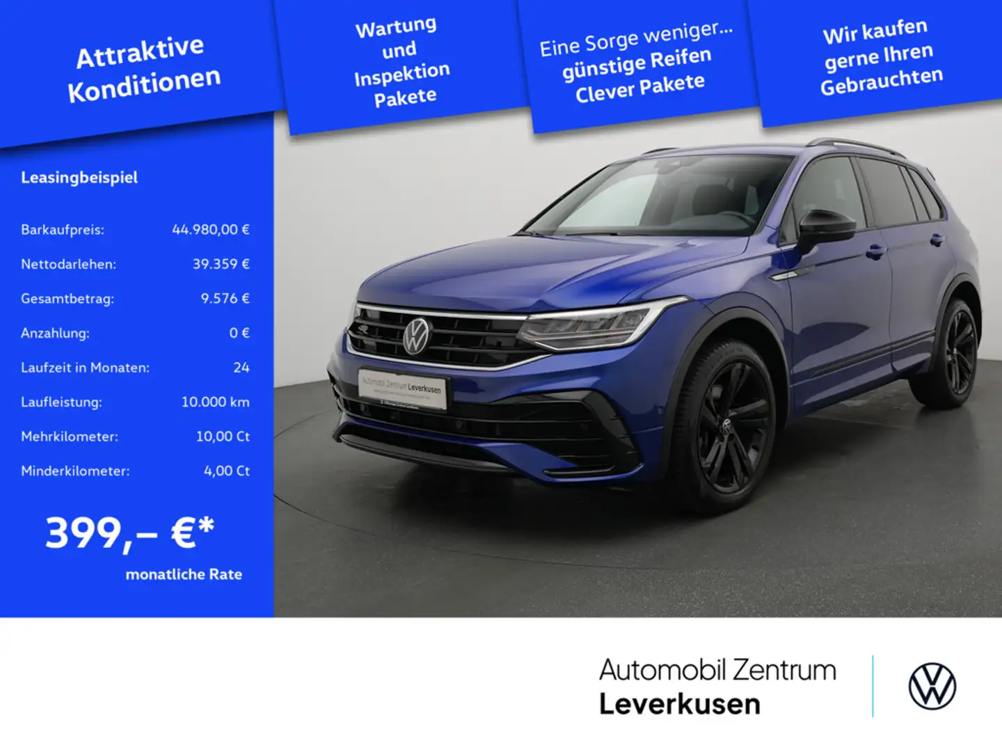 Volkswagen Tiguan R-Line 4M DSG VIRT LED AHK NAVI KAM SH Blau - 1