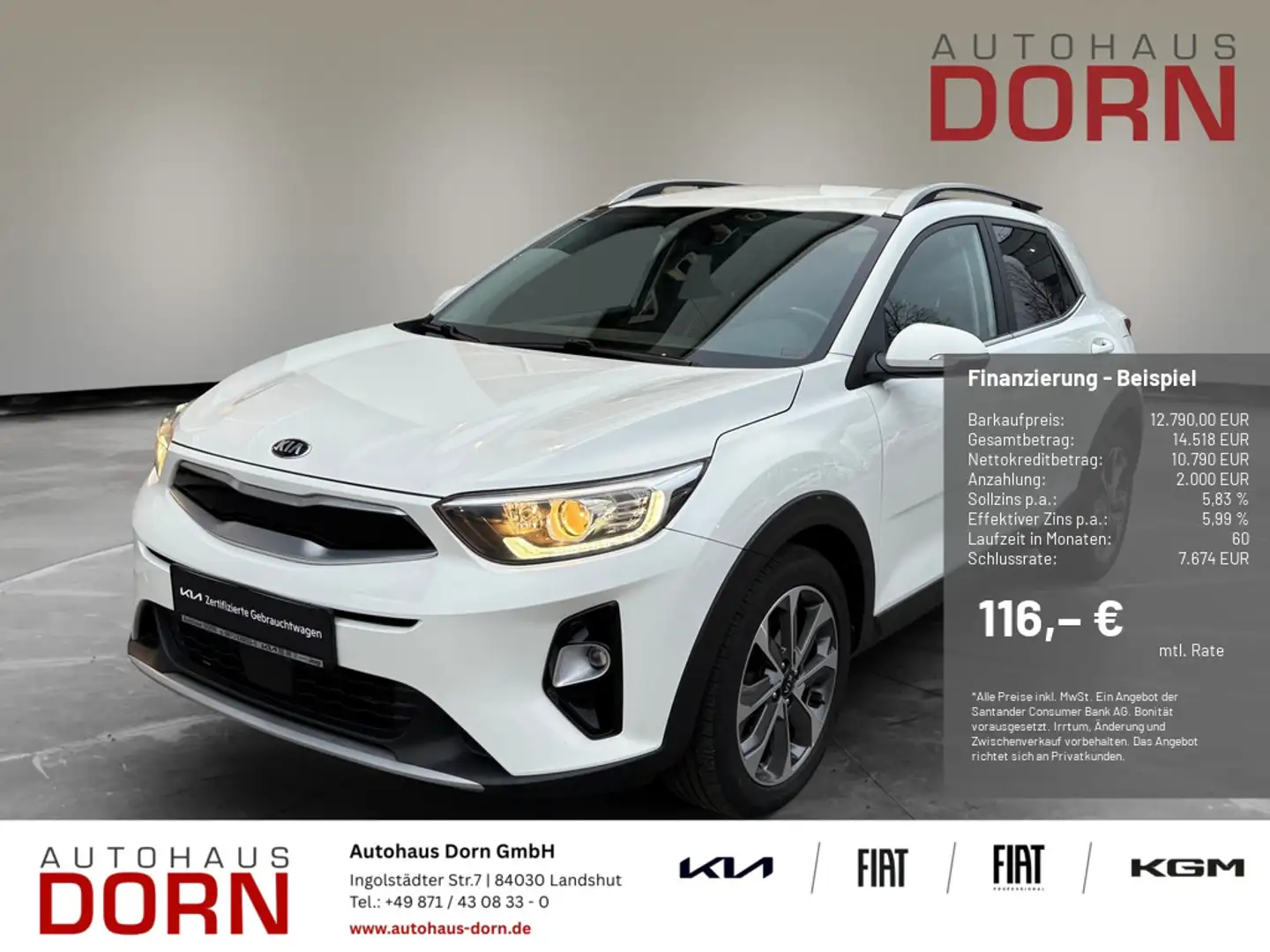 Kia Stonic 1.0 T-GDI Spirit/ Navi, Rückfahrkamera uvm. Blanc - 1