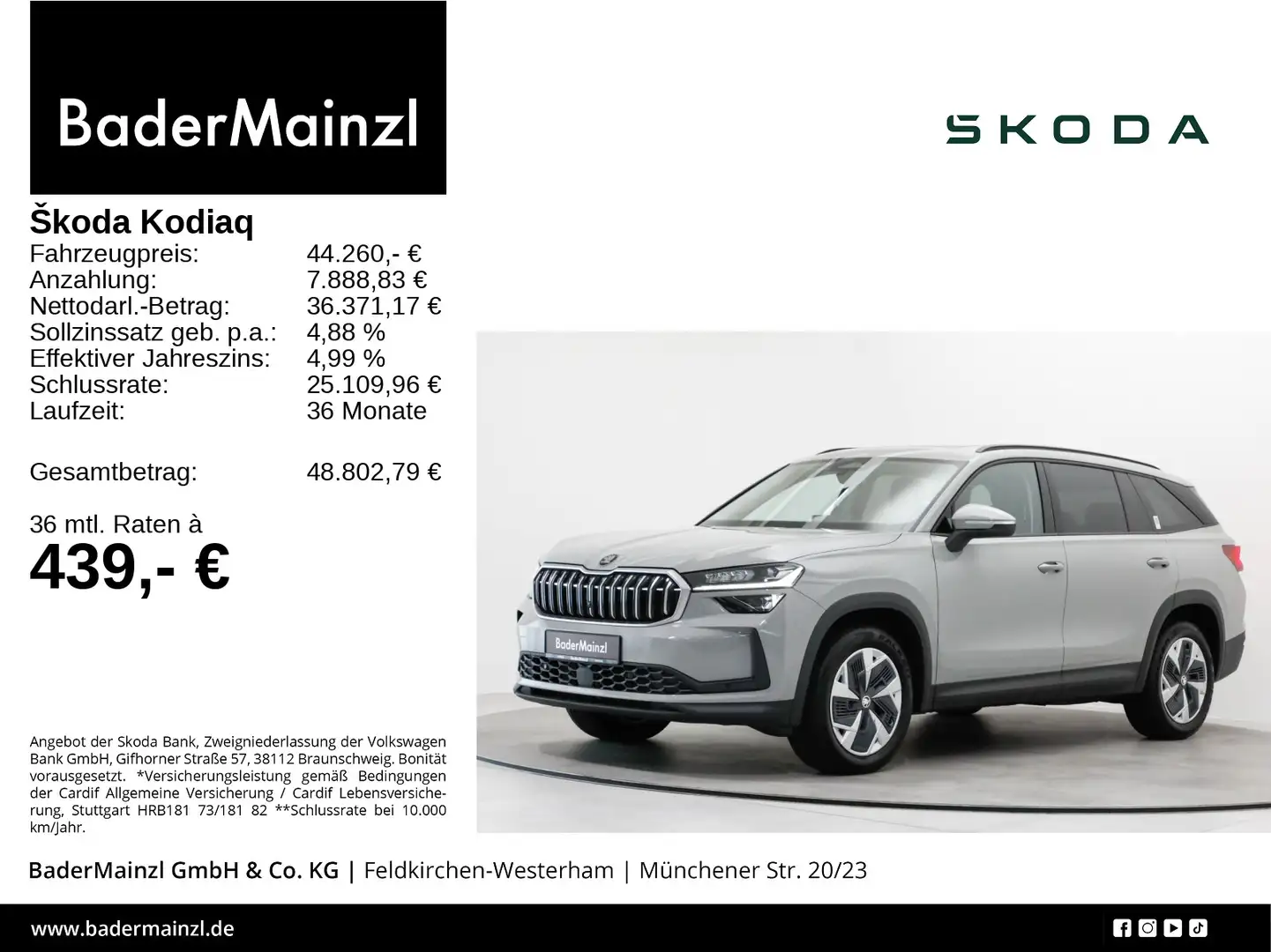 Skoda Kodiaq 2.0 TDI 4x4 DSG Selection Matrix HUD Pano Grau - 1