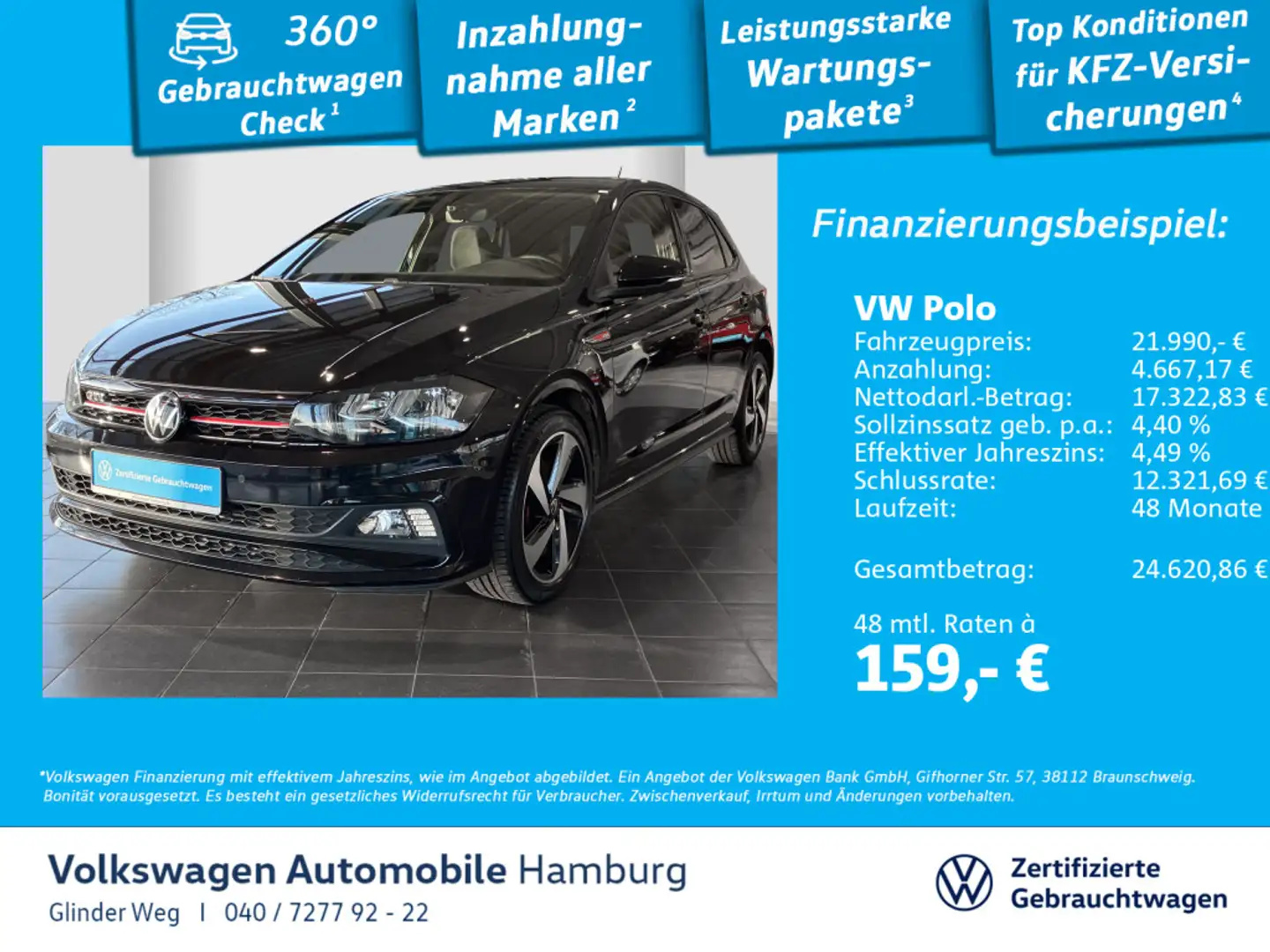 Volkswagen Polo 2.0 TSI DSG GTI Einparkhilfe AppConnect ACC Schwarz - 1