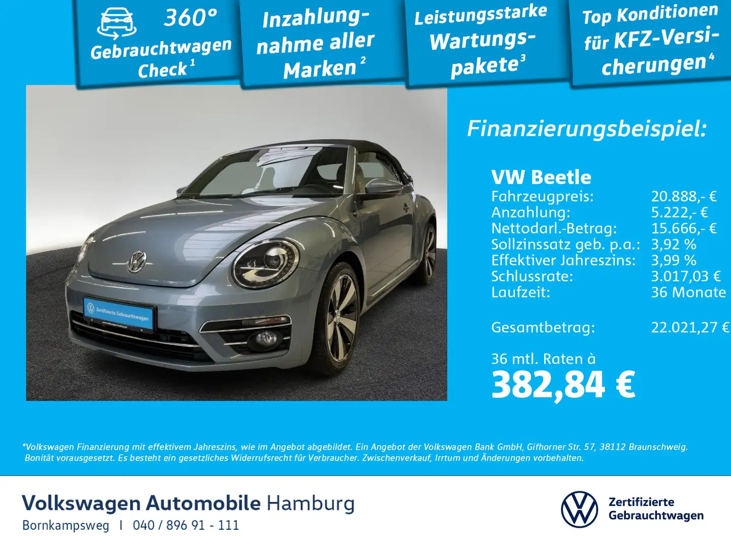 Volkswagen Beetle Cabriolet 1.2 TSI DSG Sound Navi Xenon Azul - 1