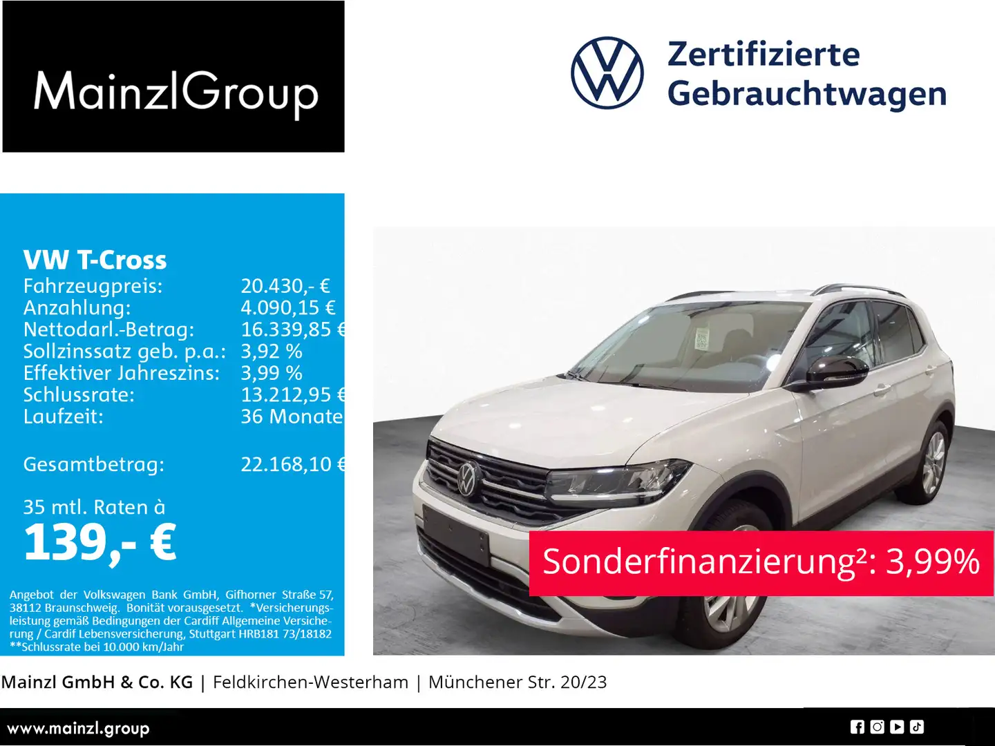 Volkswagen T-Cross 1.0 TSI Goal Navi LED SHZ Virtual ACC Grau - 1