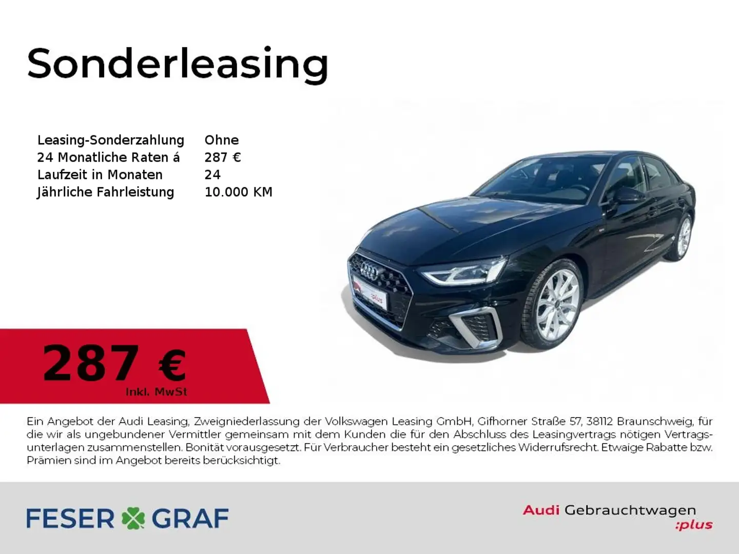 Audi A4 Limousine S line 45 TFSI S Tronic NAVI+/VC Schwarz - 1