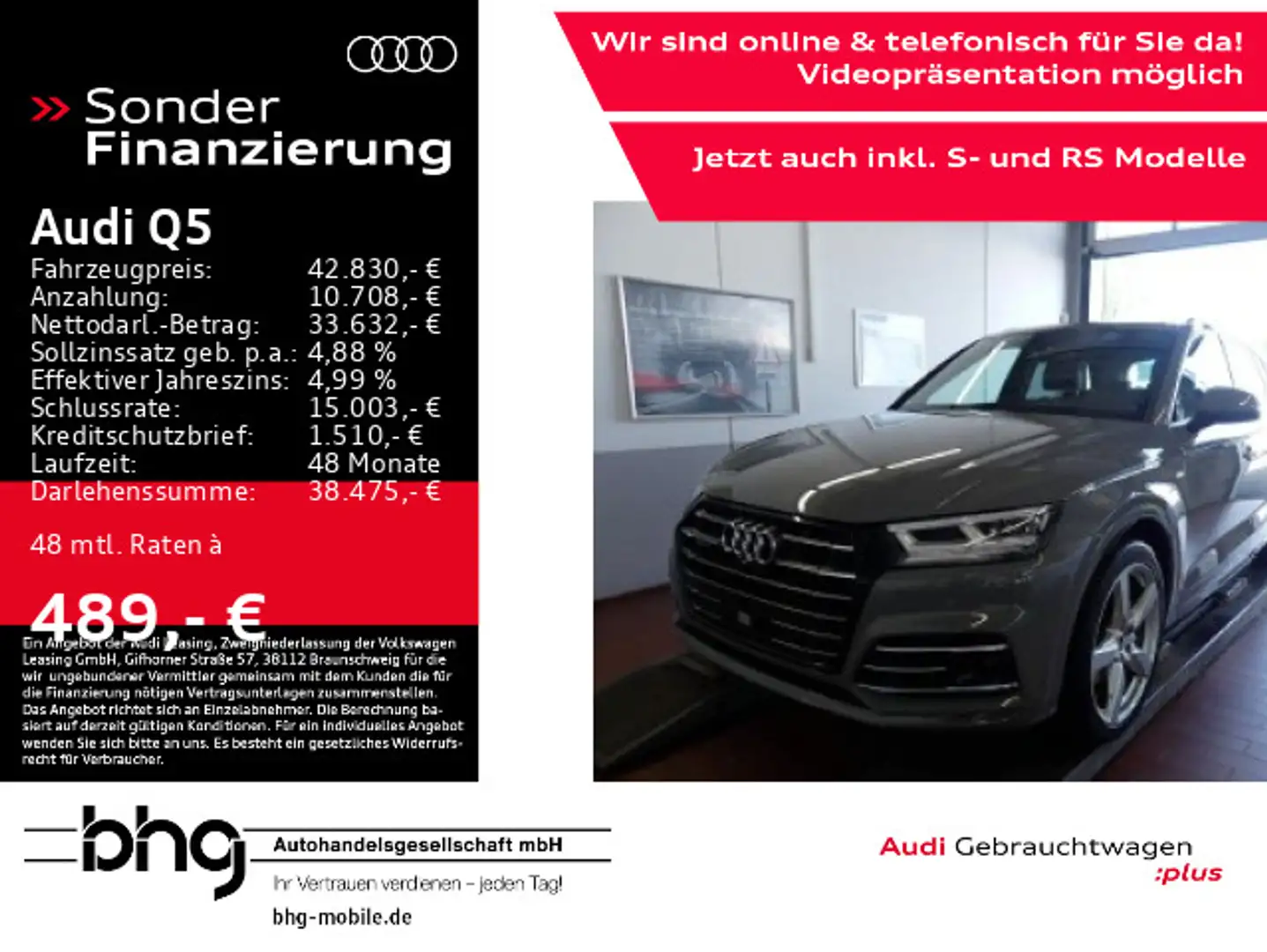 Audi Q5 50 TFSI e quattro S tronic S line e-tron Assi Grau - 1