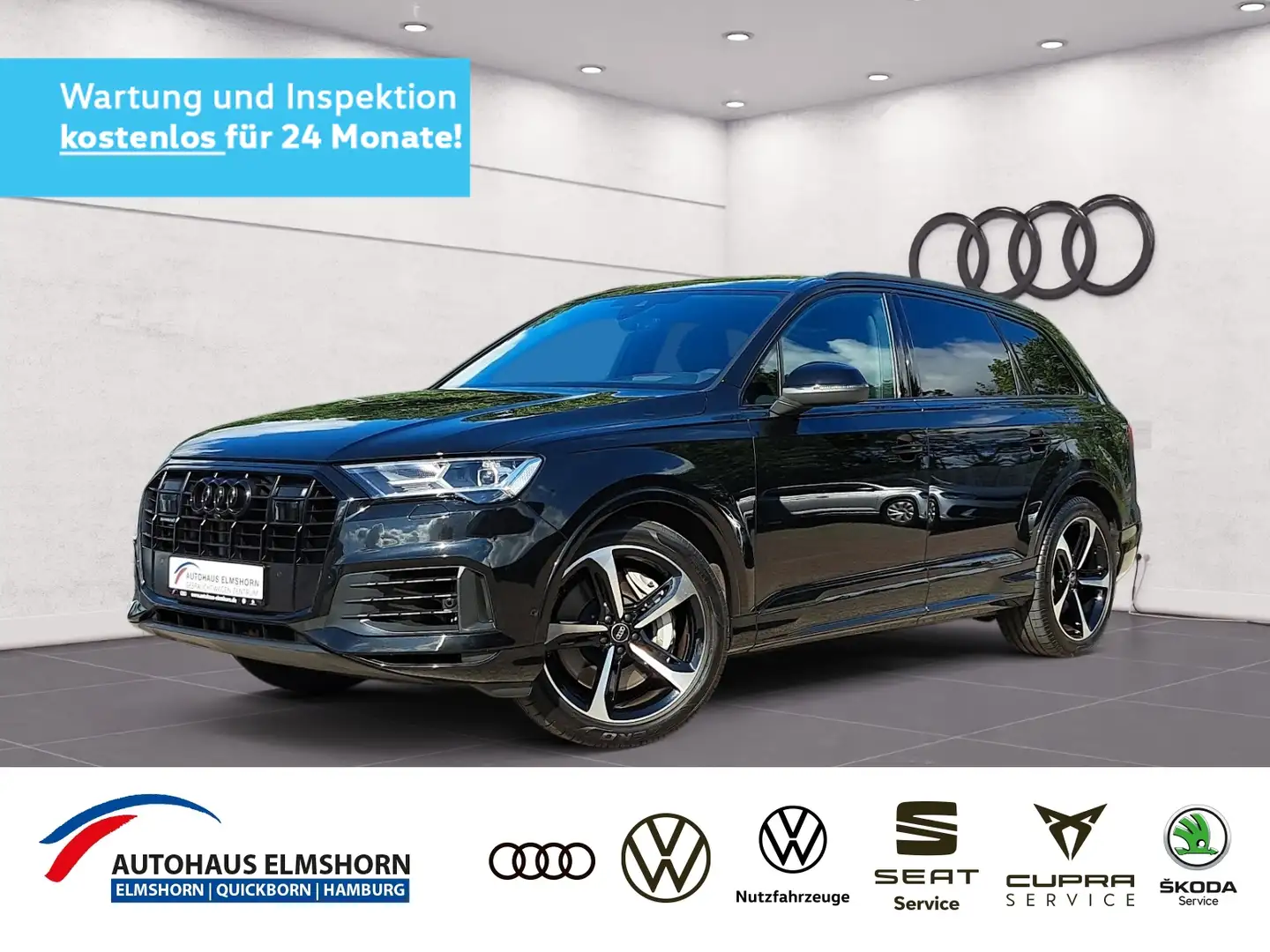 Audi Q7 55 TFSIe quattro tiptr. S line AHK KAM HEAD 21" A Schwarz - 1