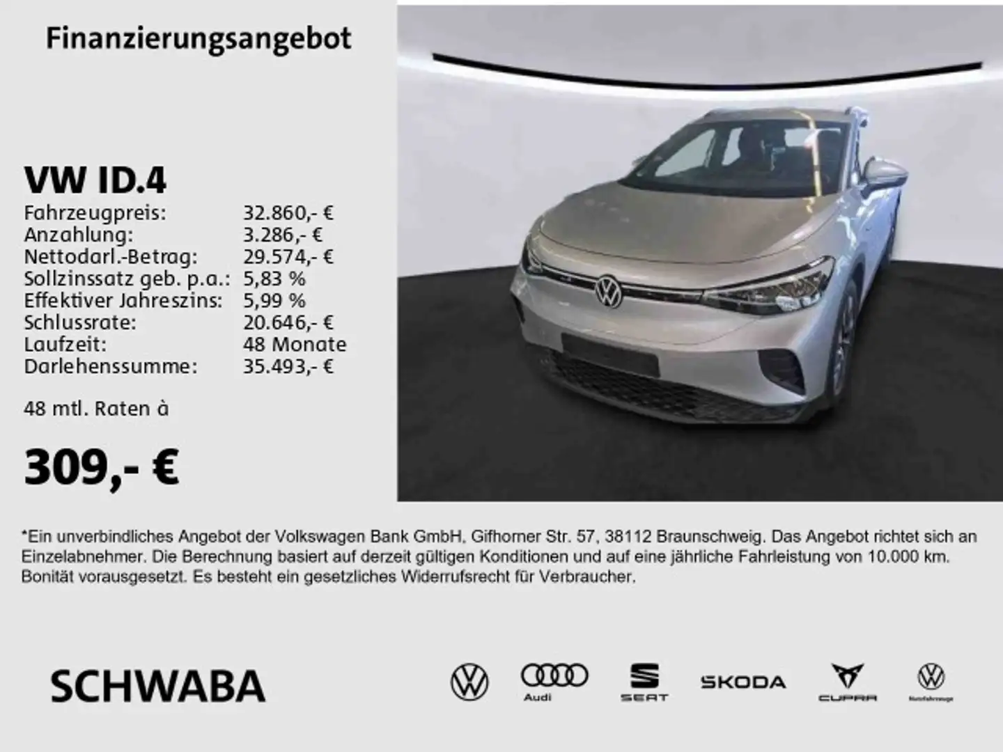 Volkswagen ID.4 Pro Performance 82 kW/h LED*AHK*ACC*8-fach Argent - 1