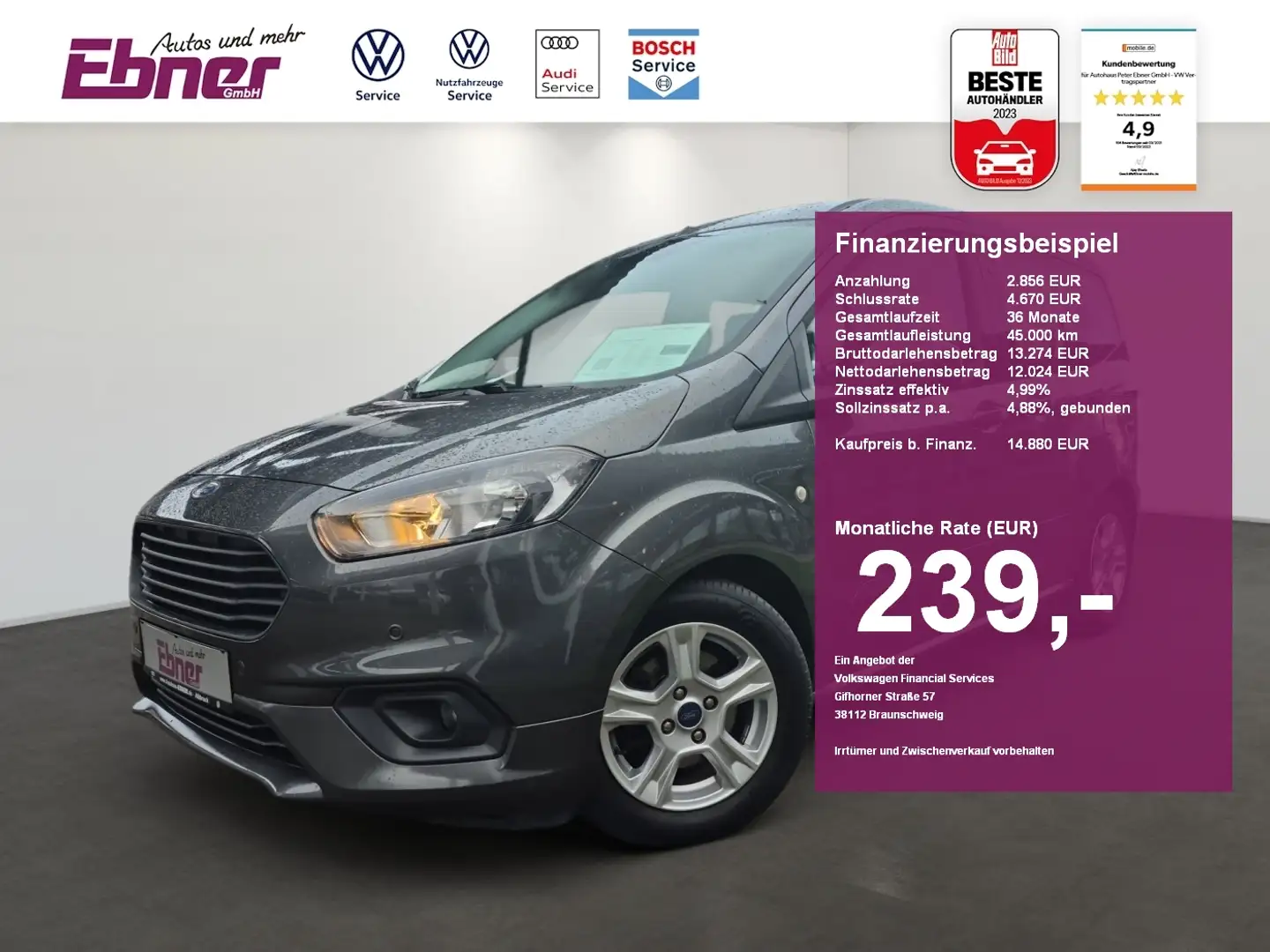 Ford Tourneo Courier TREND 1.5 TDCi NAVI+AC-AUTOM+2xPDC+GRA+ALU! Grau - 1