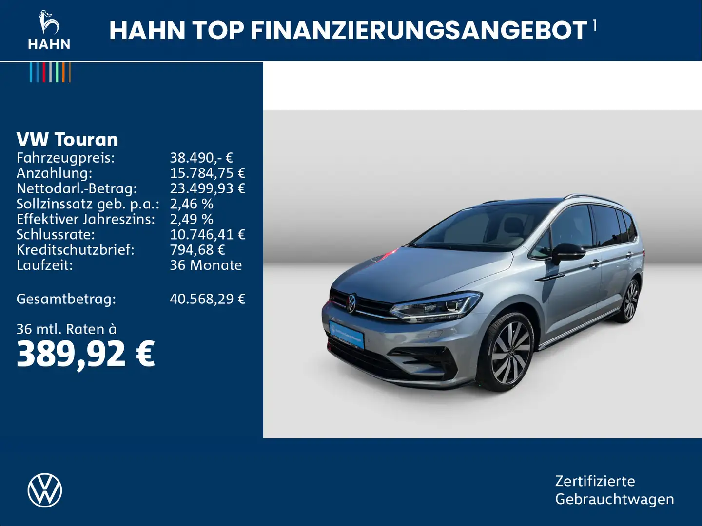 Volkswagen Touran 2.0TDI DSG Highline R-Line 7-Sitzer AHK Silber - 2