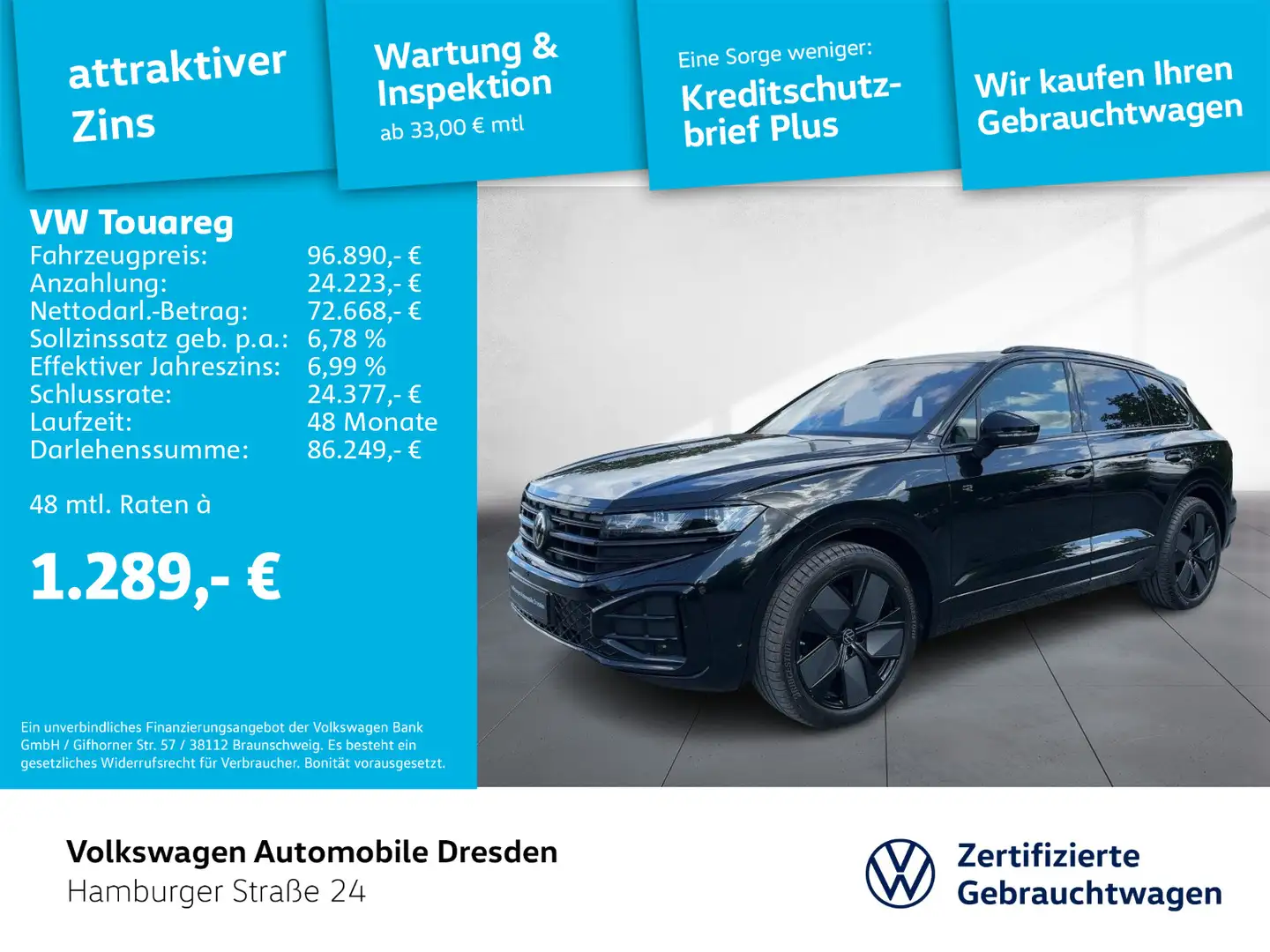 Volkswagen Touareg R-Line 3,0 l V6 TDI 4MOTION Schwarz - 1