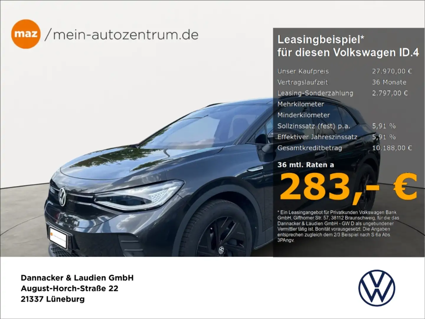 Volkswagen ID.4 Pro Performance 77kwH Matrix-LED Pano Navi ACC Kam Grau - 1