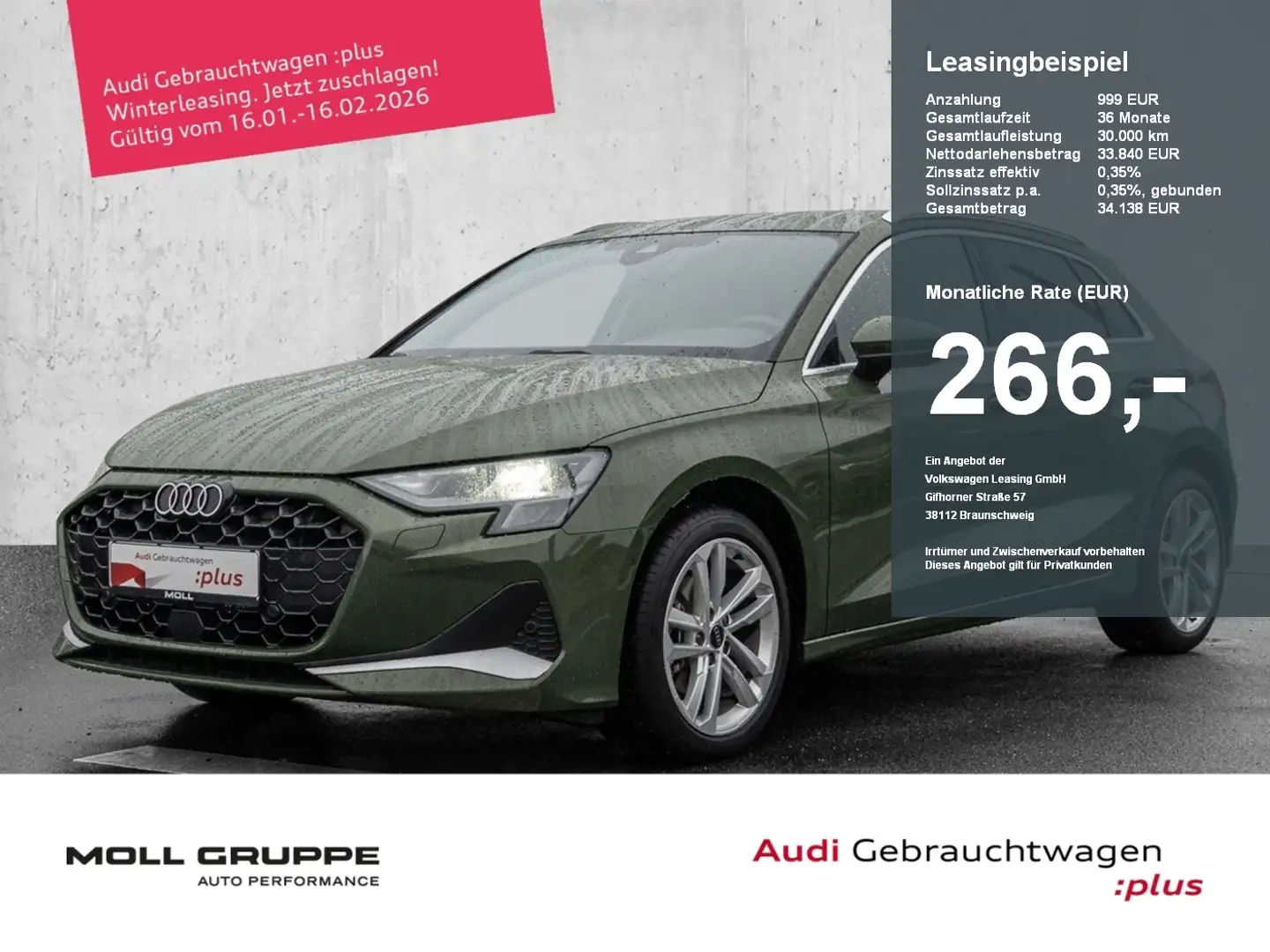 Audi A3 Sportback 30 TFSI S tronic advanced Grün - 1