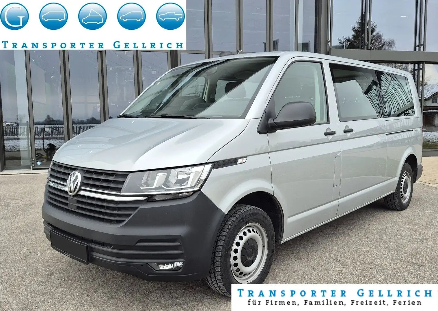 Volkswagen T6 Kombi lang 4mot DSG 8-Sitzer 2Schiebet Sthz Silber - 1