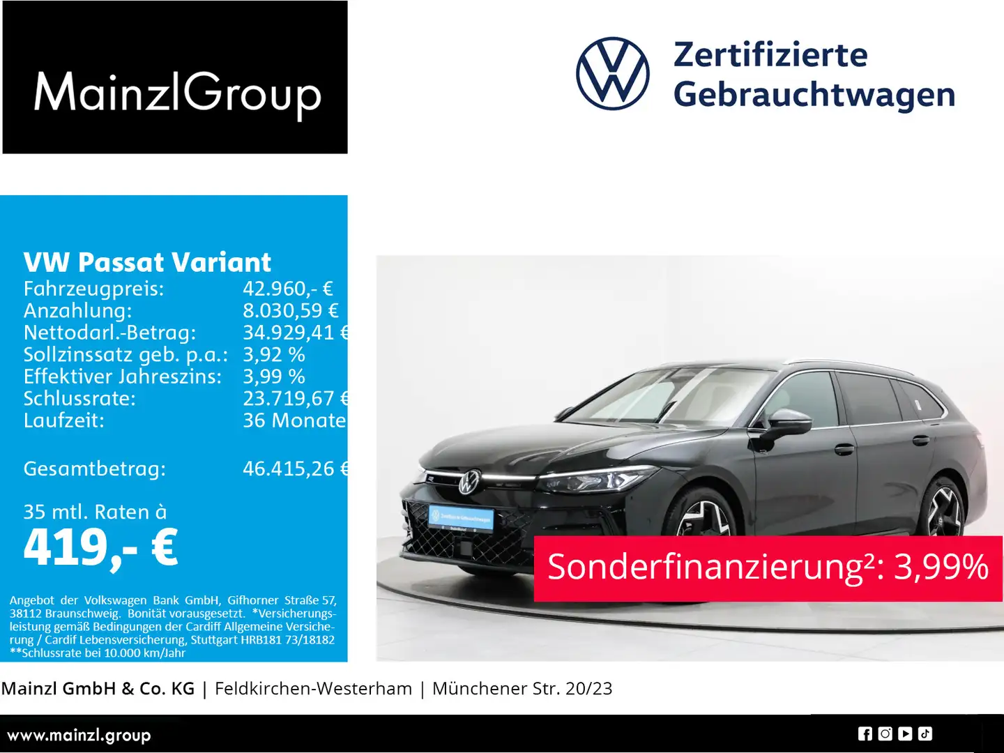 Volkswagen Passat Variant 2.0 TDI 4M DSG R-Line AHK Stdhz Schwarz - 1