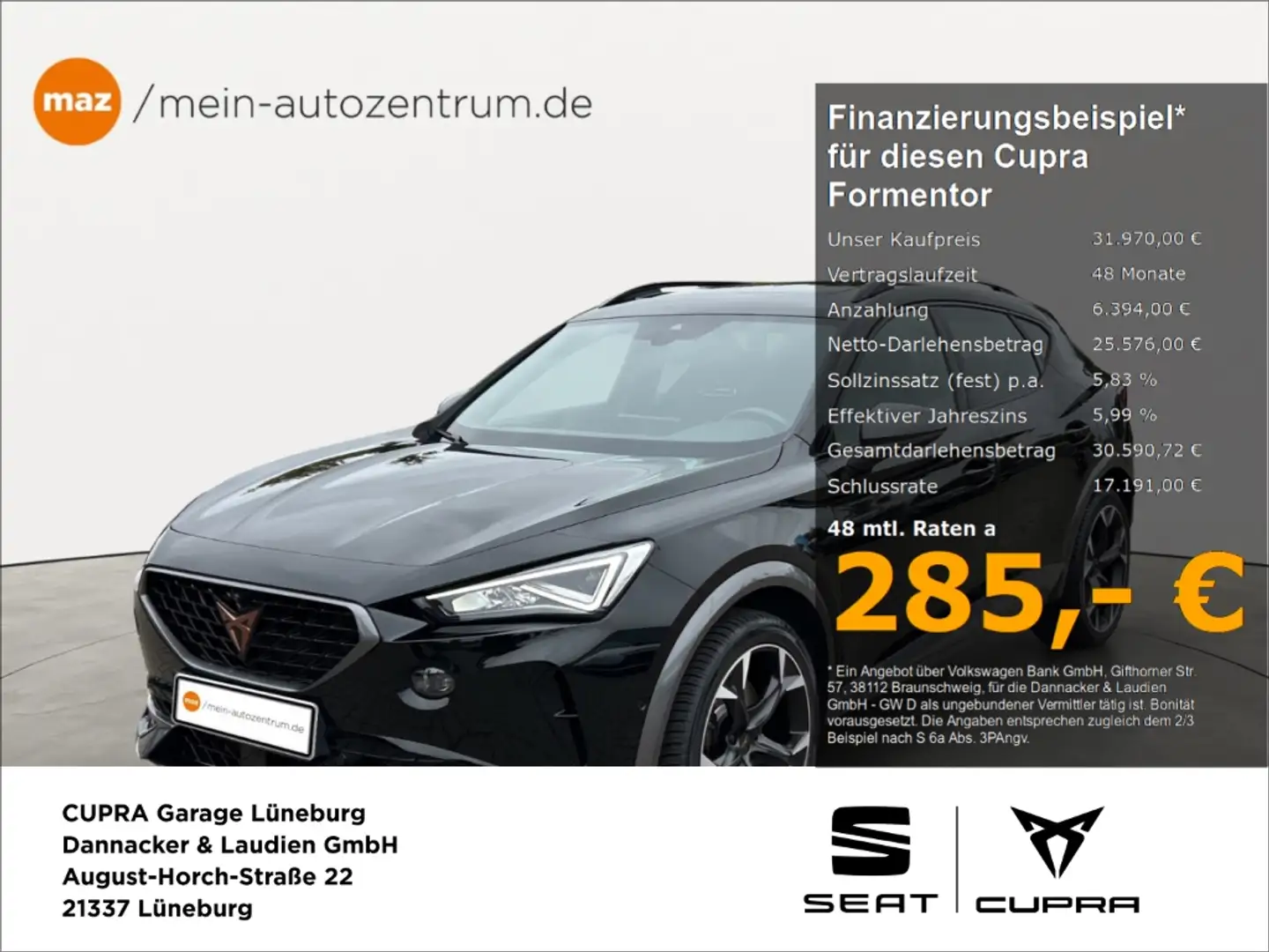 CUPRA Formentor VZ 2.0 TSI 4Drive Alu LED AHK Pano Top View Navi A Schwarz - 1