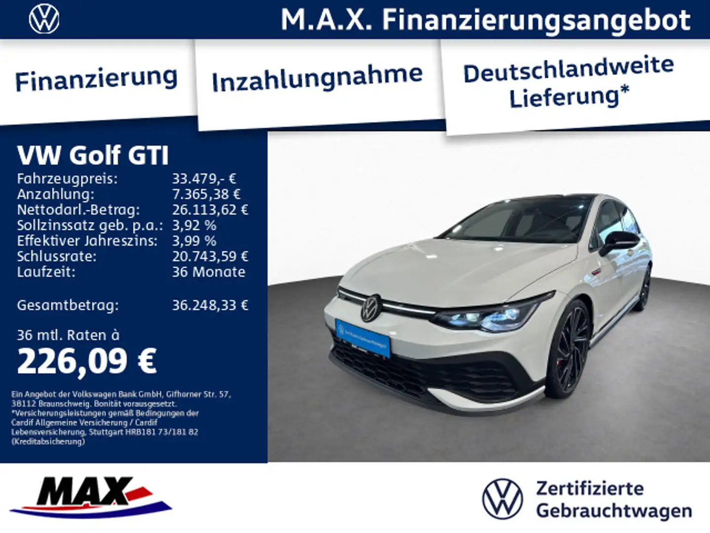 Volkswagen Golf GTI Golf VIII GTI Clubsport 2.0 TSI IQLIGHT+NAV+PANO Wit - 1