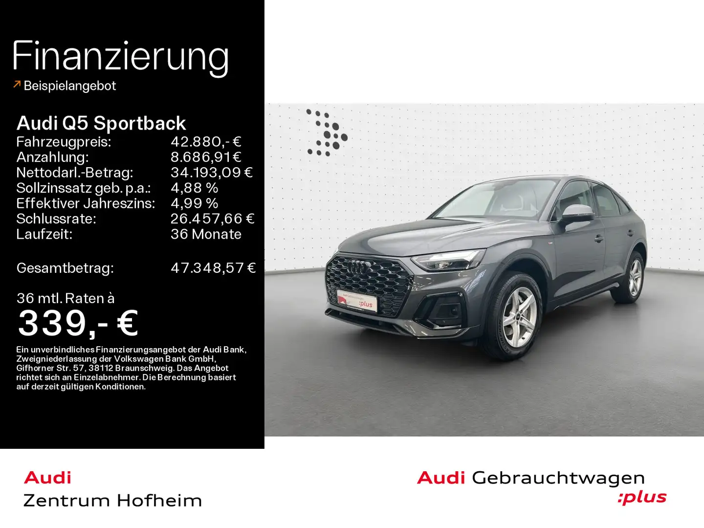 Audi Q5 40 TDI qu S line S tro*HUD*Standh*L Grau - 1