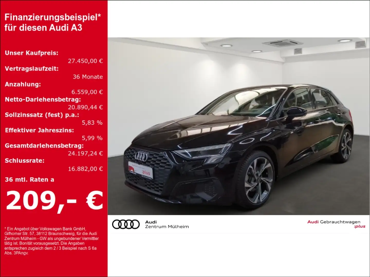 Audi A3 Sportback 35 TFSI Navi LED Rückfahrkamera Schwarz - 1