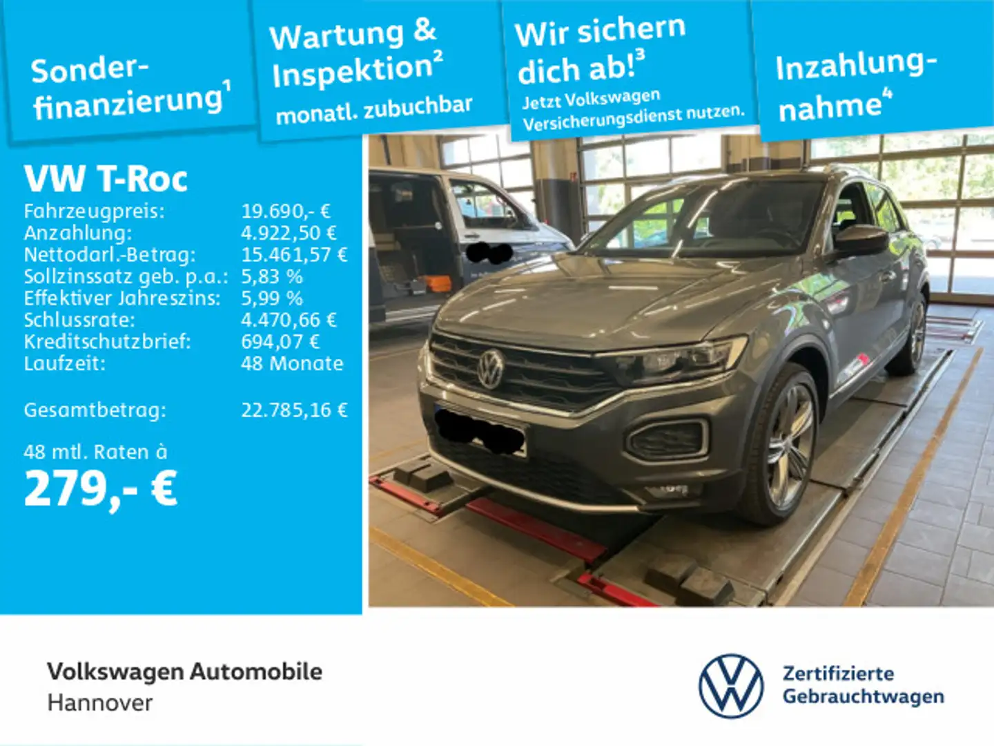 Volkswagen T-Roc 2.0 TSI DSG 4Motion Sport Navi ACC LED SHZ Grau - 1