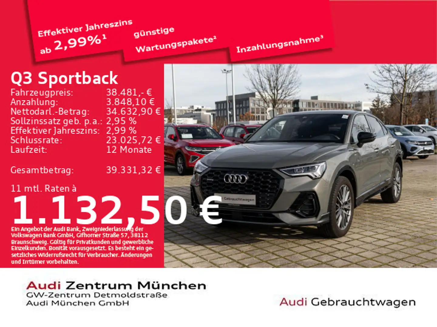 Audi Q3 40 TDI qu. S tronic S line ACC/Viru Gris - 1
