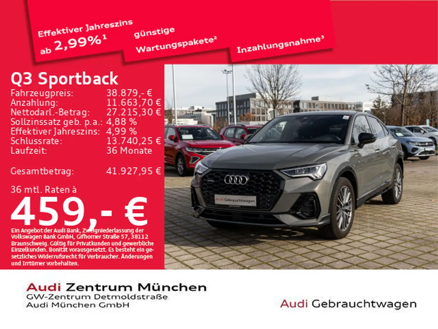 Audi Q3 40 TDI qu. S tronic S line ACC/Viru Grau - 1
