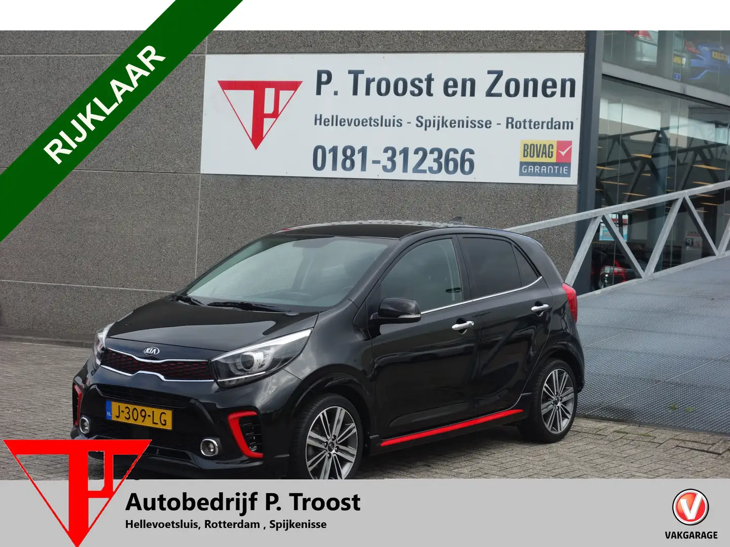 Kia Picanto 1.0 T-GDI GT-Line NAVI/CLIMA-AIRCO/L.M.VELGEN/LEDE Zwart - 1