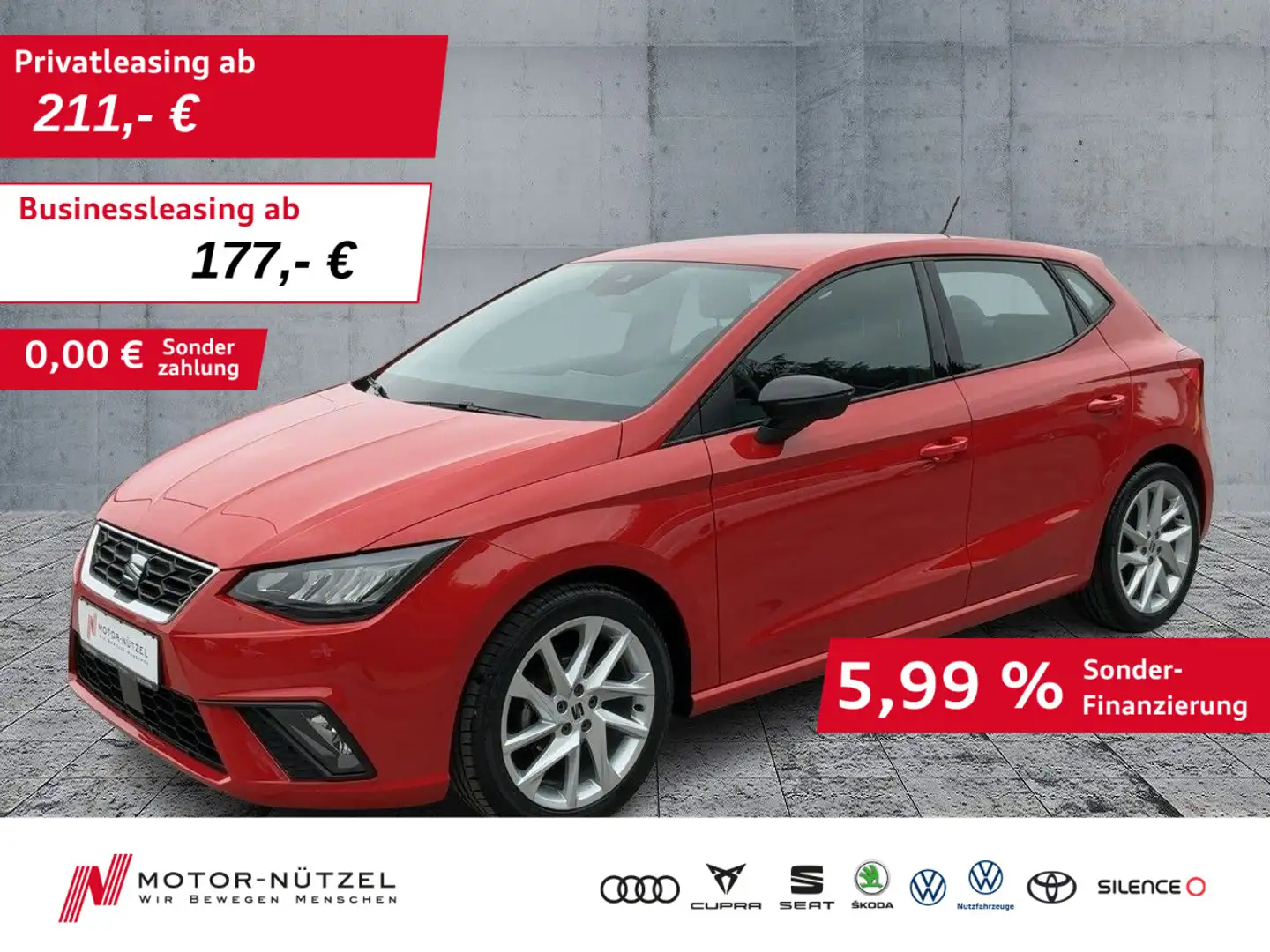 SEAT Ibiza 1.0TSI FR-LINE LED+NAV+APP+GRA+SHZ+NSW+MFL Rot - 1