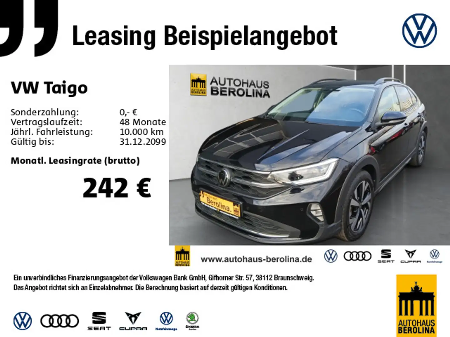 Volkswagen Taigo 1.0 TSI Life DSG *IQ-MATRIX*IQ.DRIVE*SHZ* Schwarz - 1