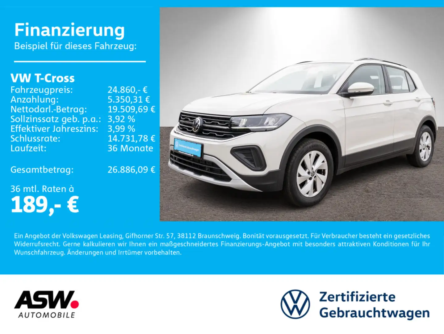 Volkswagen T-Cross Life 1.0 TSI DSG Navi LED ACC VC SHZ PDC Gris - 1