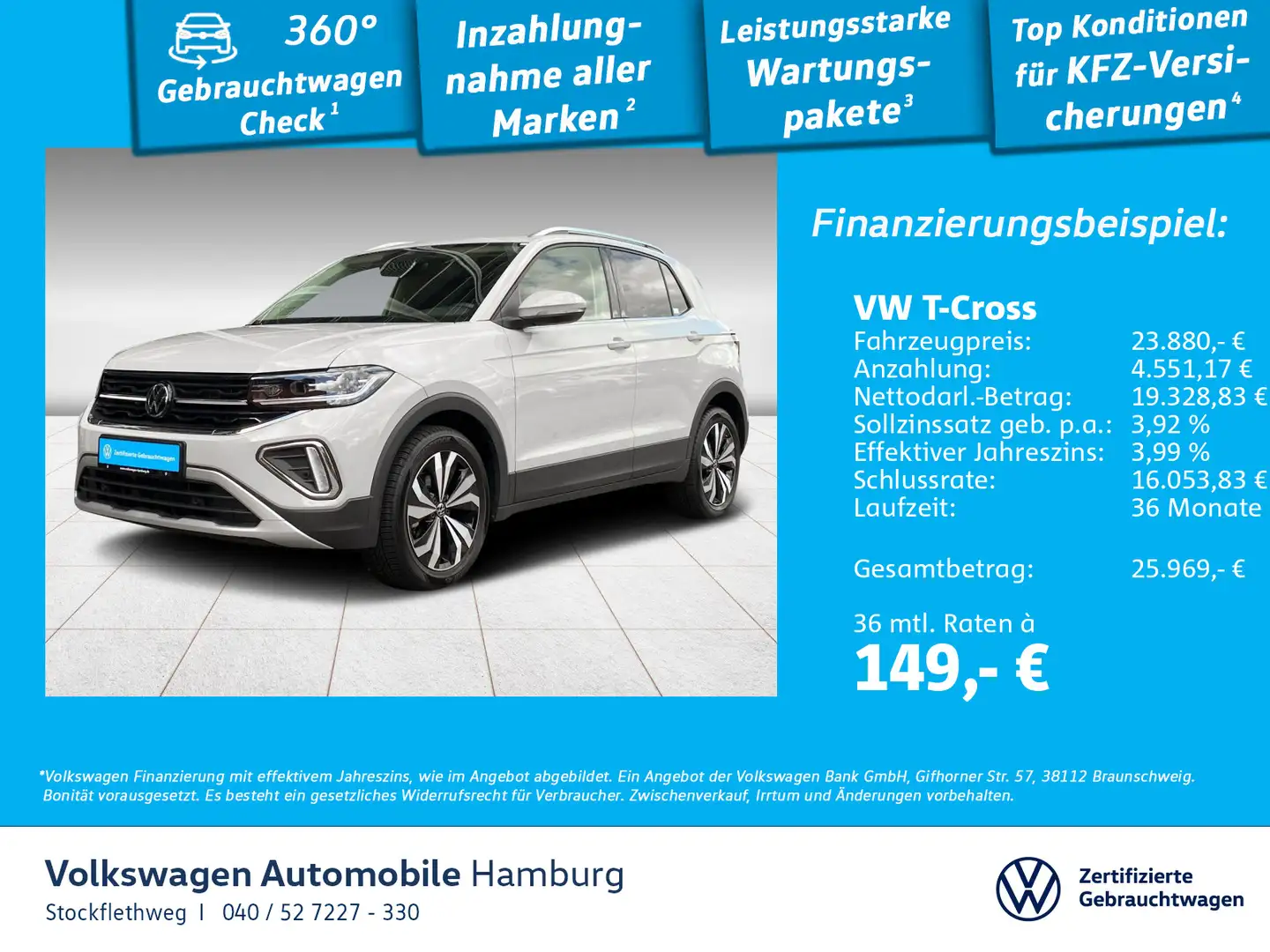 Volkswagen T-Cross 1.0 TSI Style DSG Navi Sitzhzg CarPlay Grau - 1