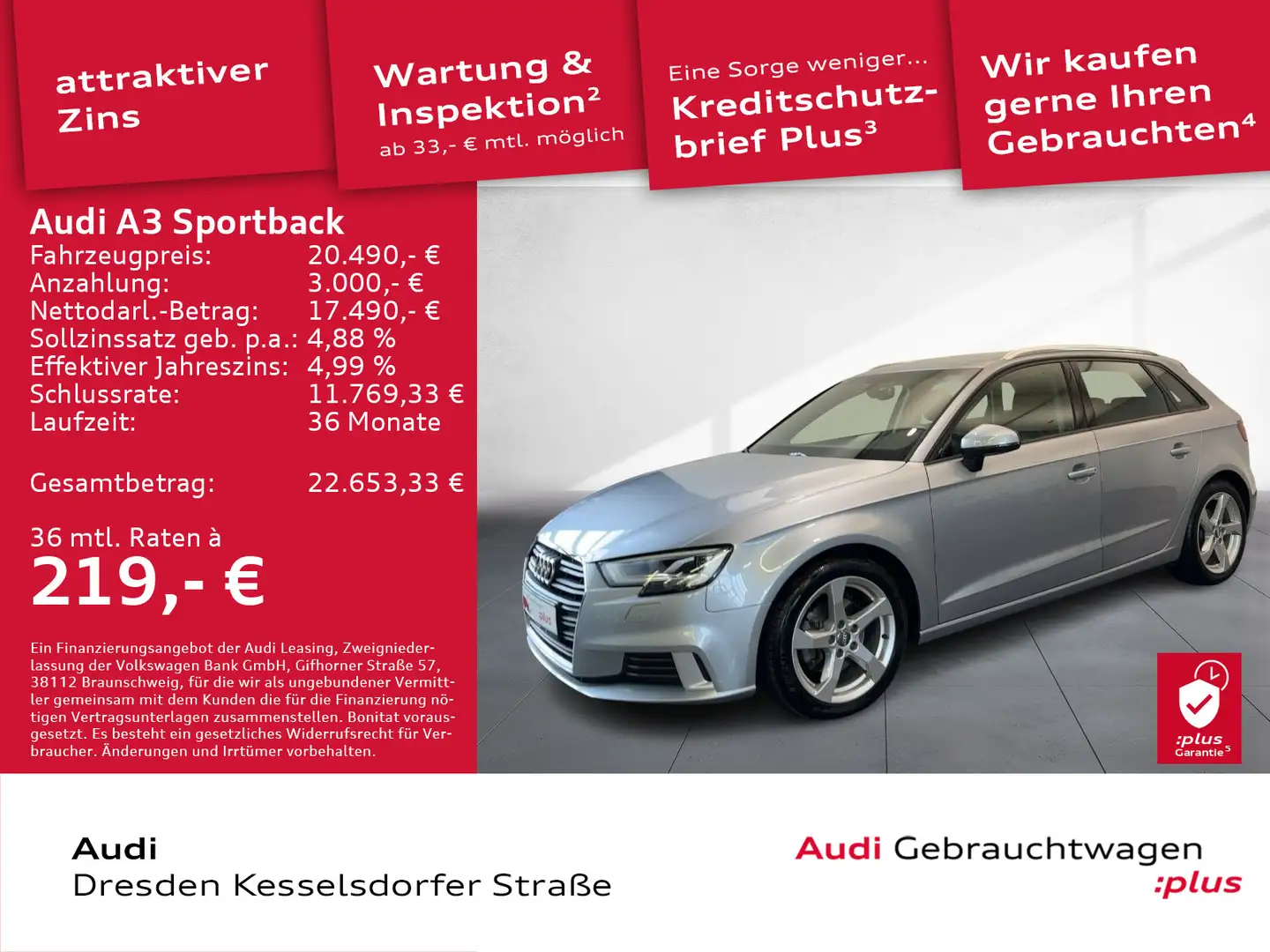 Audi A3 35 TFSI sport LED Navi AHZV PDC Silber - 1