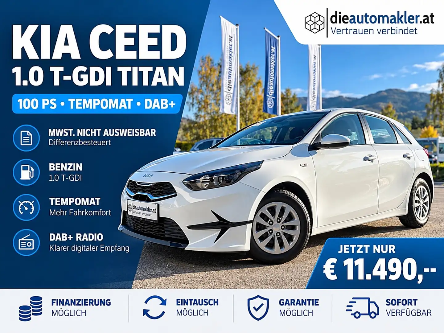 Kia Ceed / cee'd CEED 1.0 T-GDI TITAN – 100 PS | TEMPOMAT | DAB+... Weiß - 1