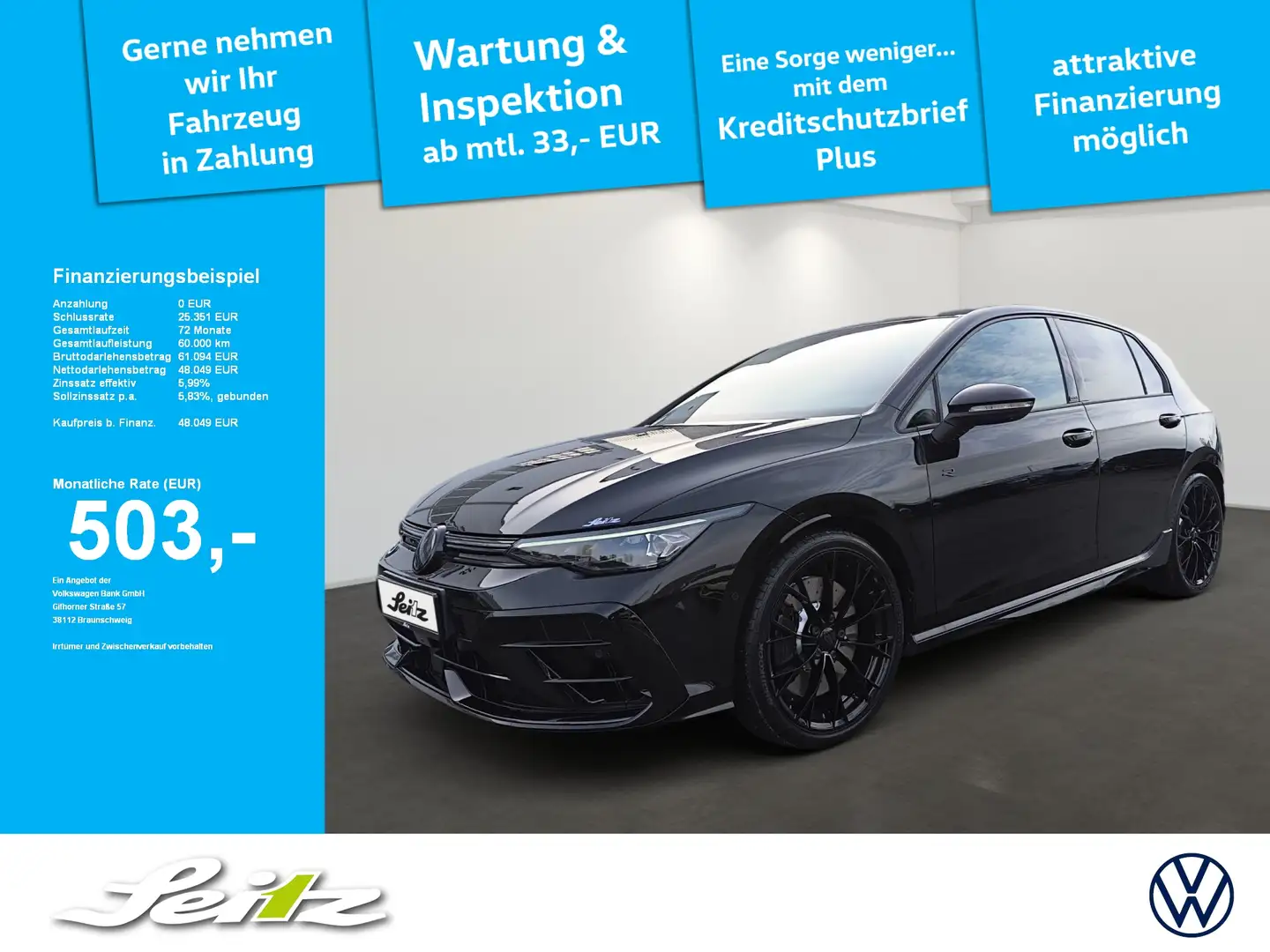 Volkswagen Golf VIII 2.0 TSI 4M R Black Edition *HARMAN*MATRIX*KAM Zwart - 1