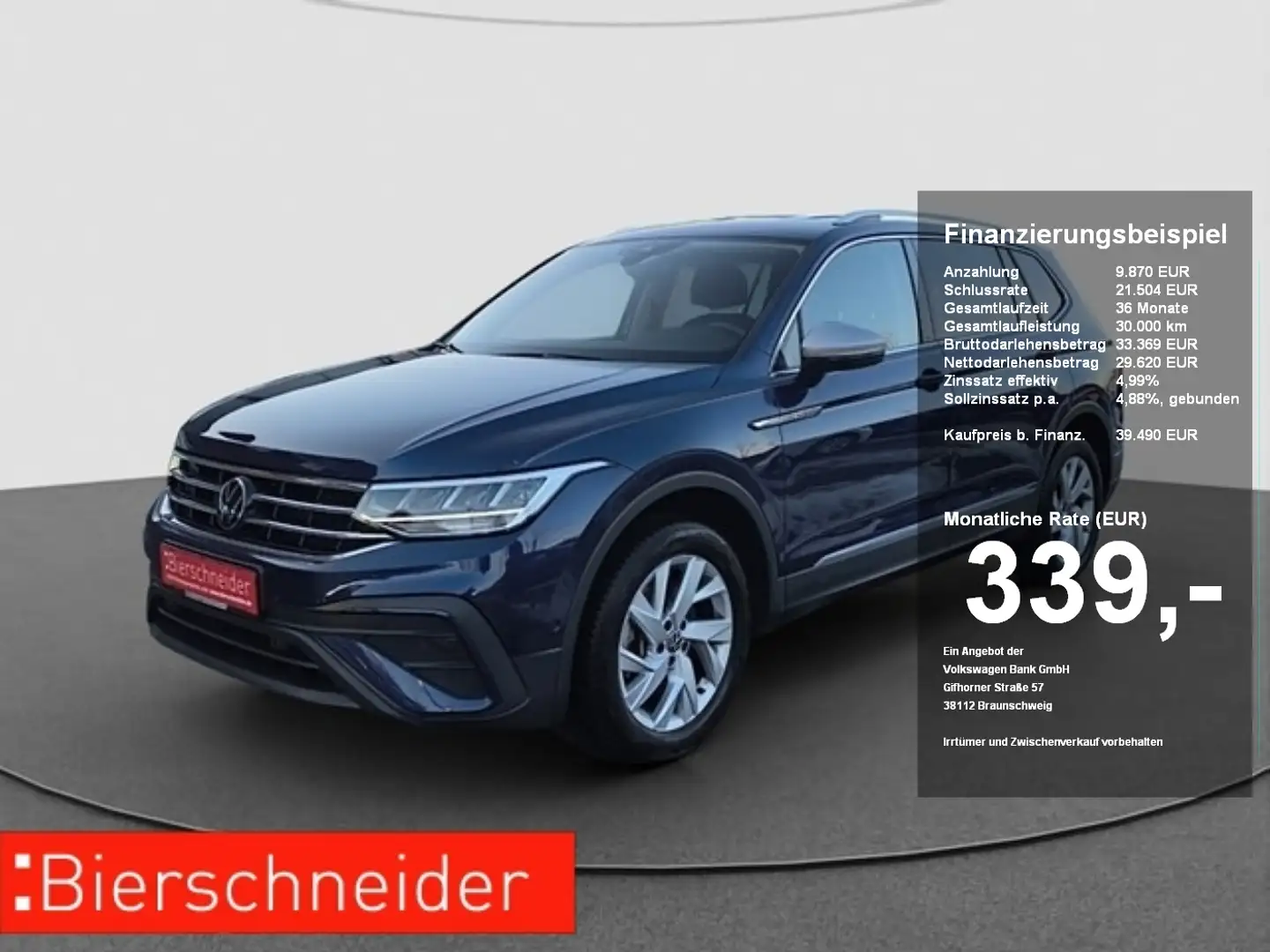 Volkswagen Tiguan Allspace 2.0 TDI DSG Life 4Motion AHK NAVI 7-SITZER ACC RFK Bleu - 1