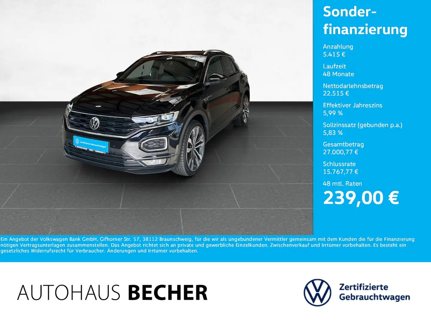 Volkswagen T-Roc Sport 1.5 TSI DSG /CarPlay/Pano/Rückfahrk/ Nero - 1