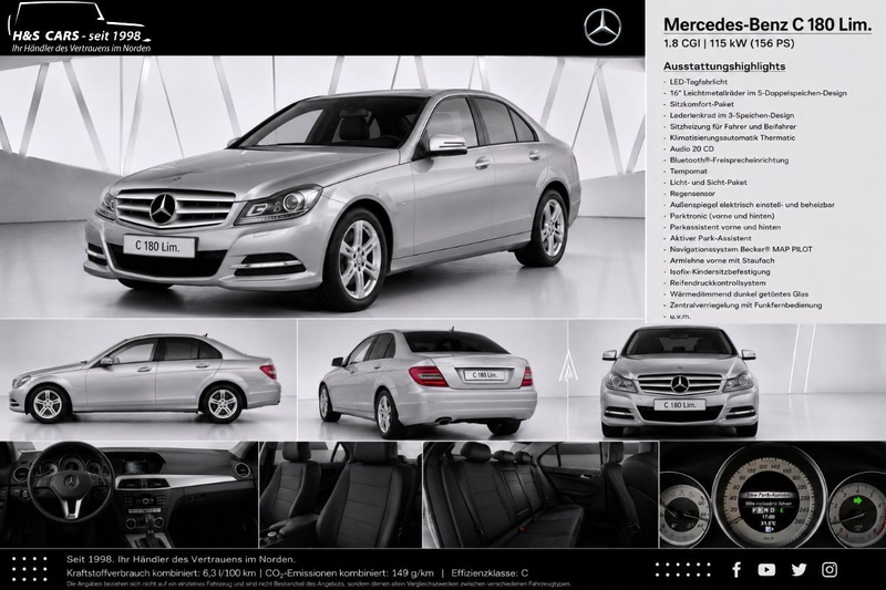 Mercedes-Benz C 180 Lim. 1.H LEDER AKT. PARKASS LÜCKENLOS MB — photo 2