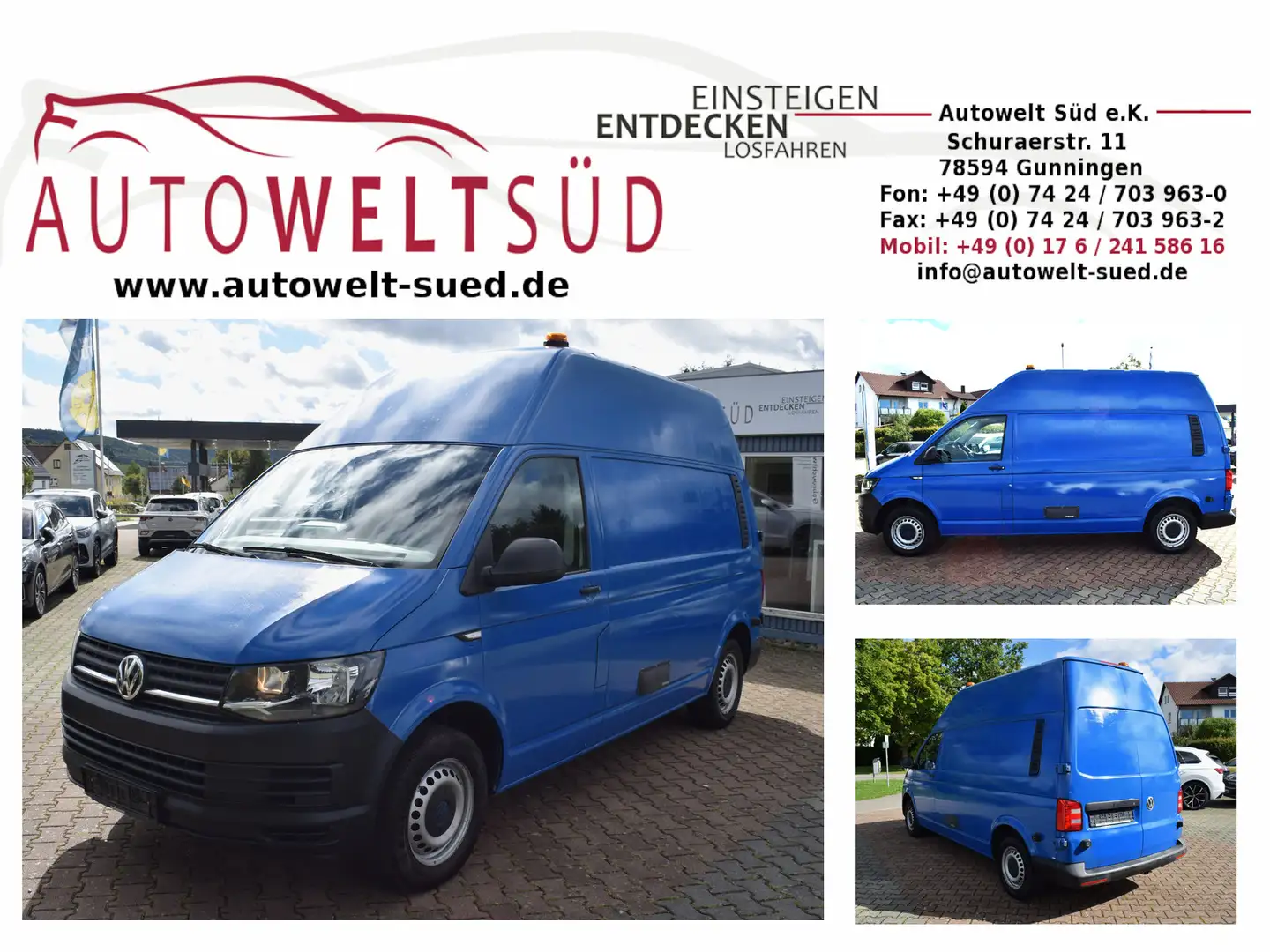 Volkswagen T6 Transporter 2.0 TDI DPF Hochdach Sortimo Klima Blau - 1