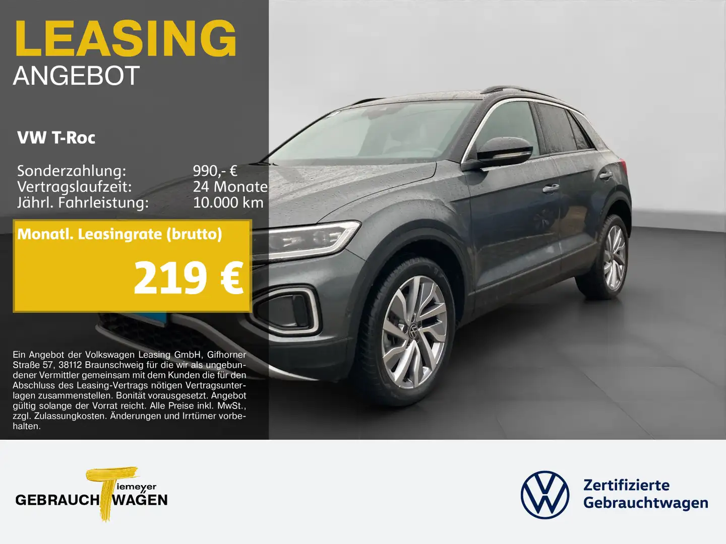 Volkswagen T-Roc 2.0 TDI DSG GOAL AHK KAMERA LM18 KEYLESS Grau - 1