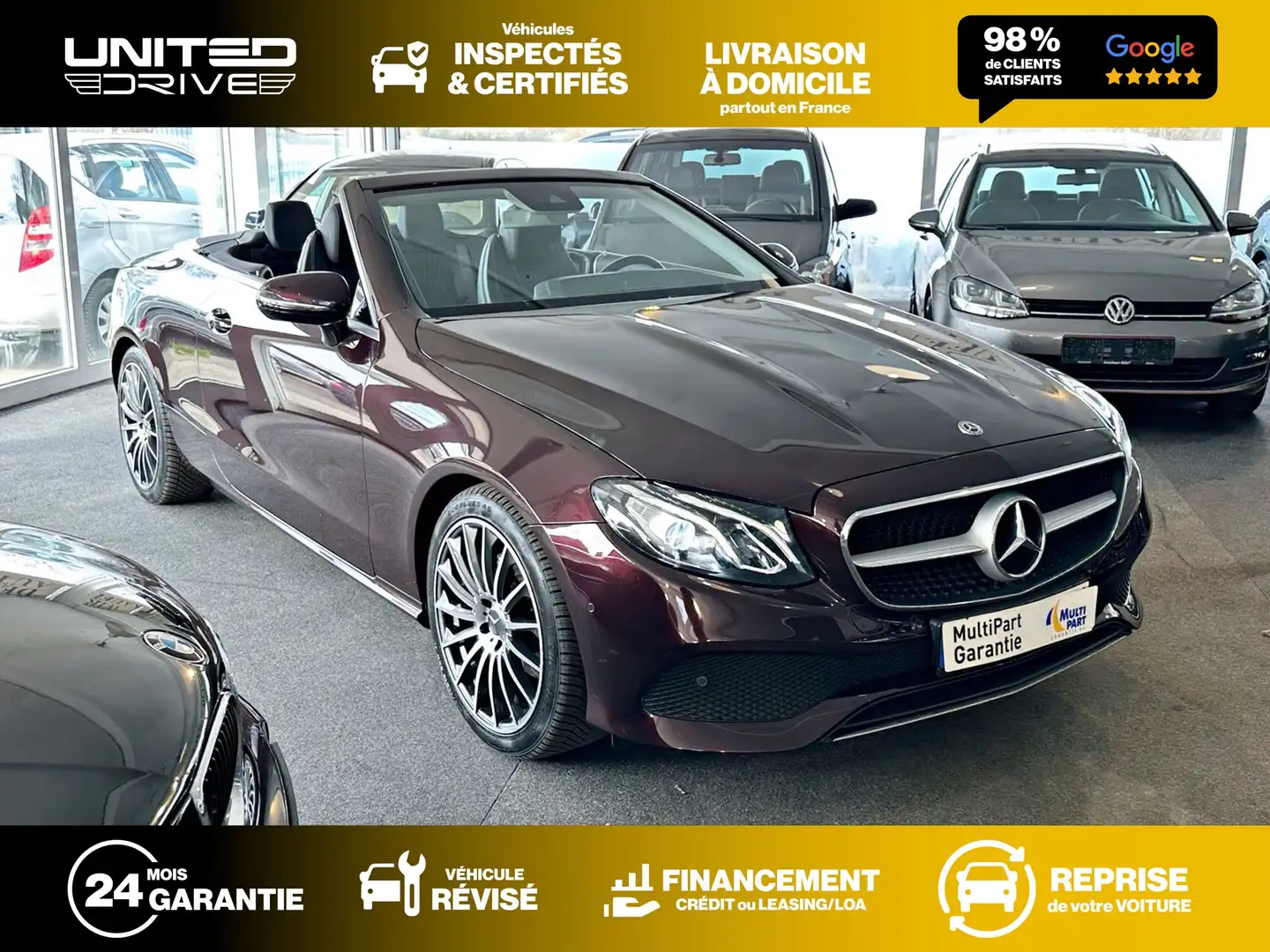Mercedes-Benz E 220 d Cabriolet  9G-Tronic Rouge - 1