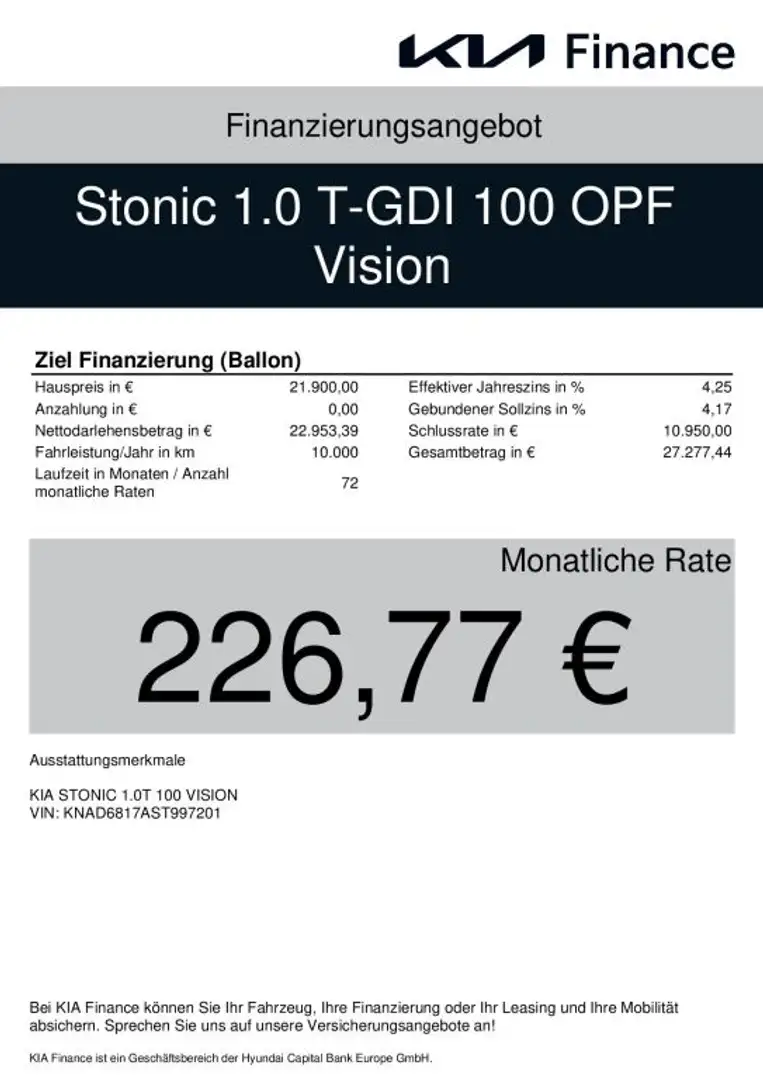 Kia Stonic 1.0 T-GDI 100 OPF Vision UVP 26.535 EUR Rot - 2