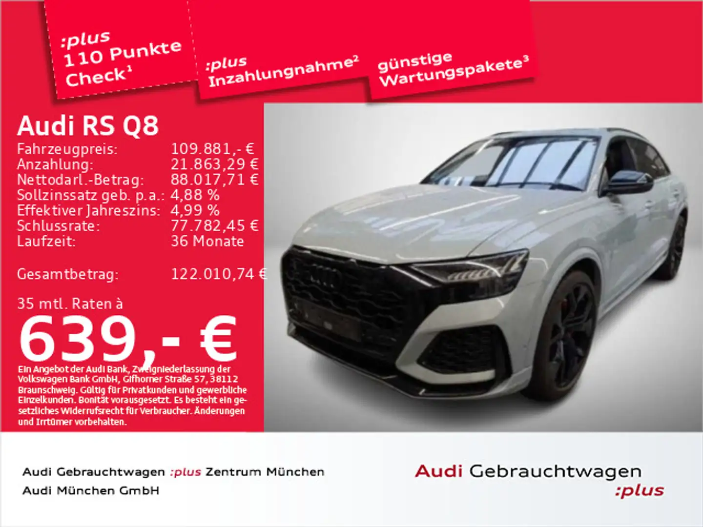 Audi RS Q8 Dynamik+/Keramik/Essentials/StdHzg Gris - 1